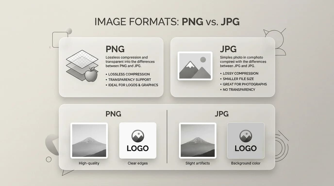 PNG versus JPG comparison with photo and transparent logo split