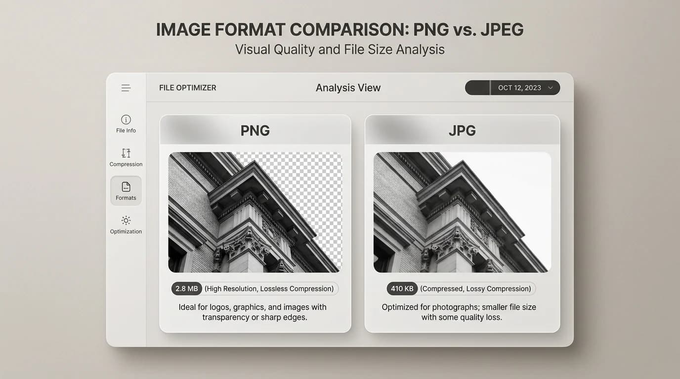 PNG and JPG export comparison on a screenshot