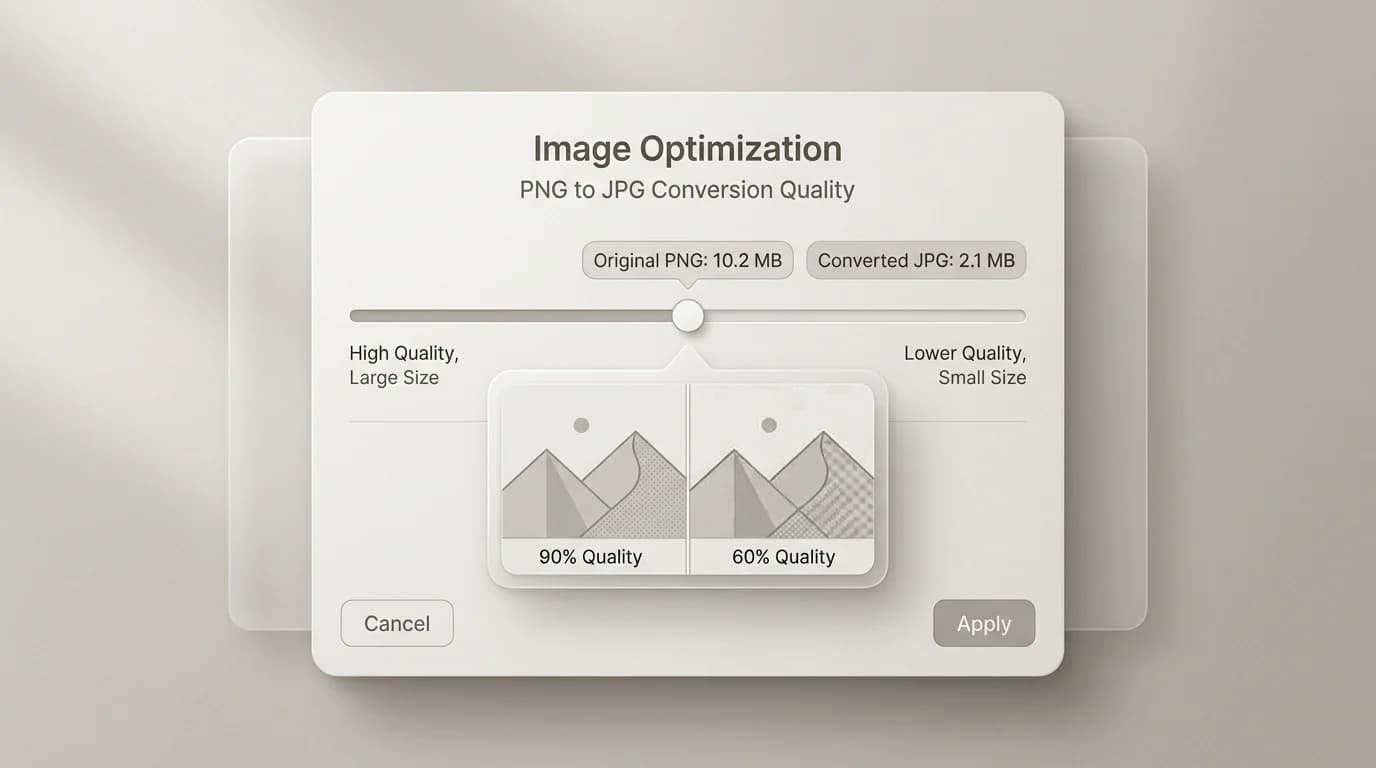 Quality slider mockup for JPG export