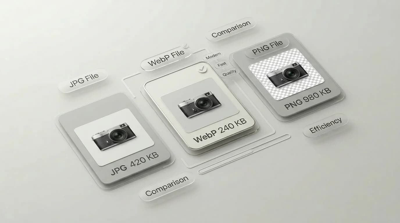 WebP file size compared with JPG and PNG